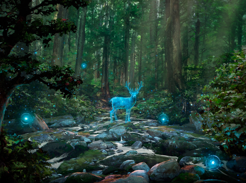 Stag patronus in forest