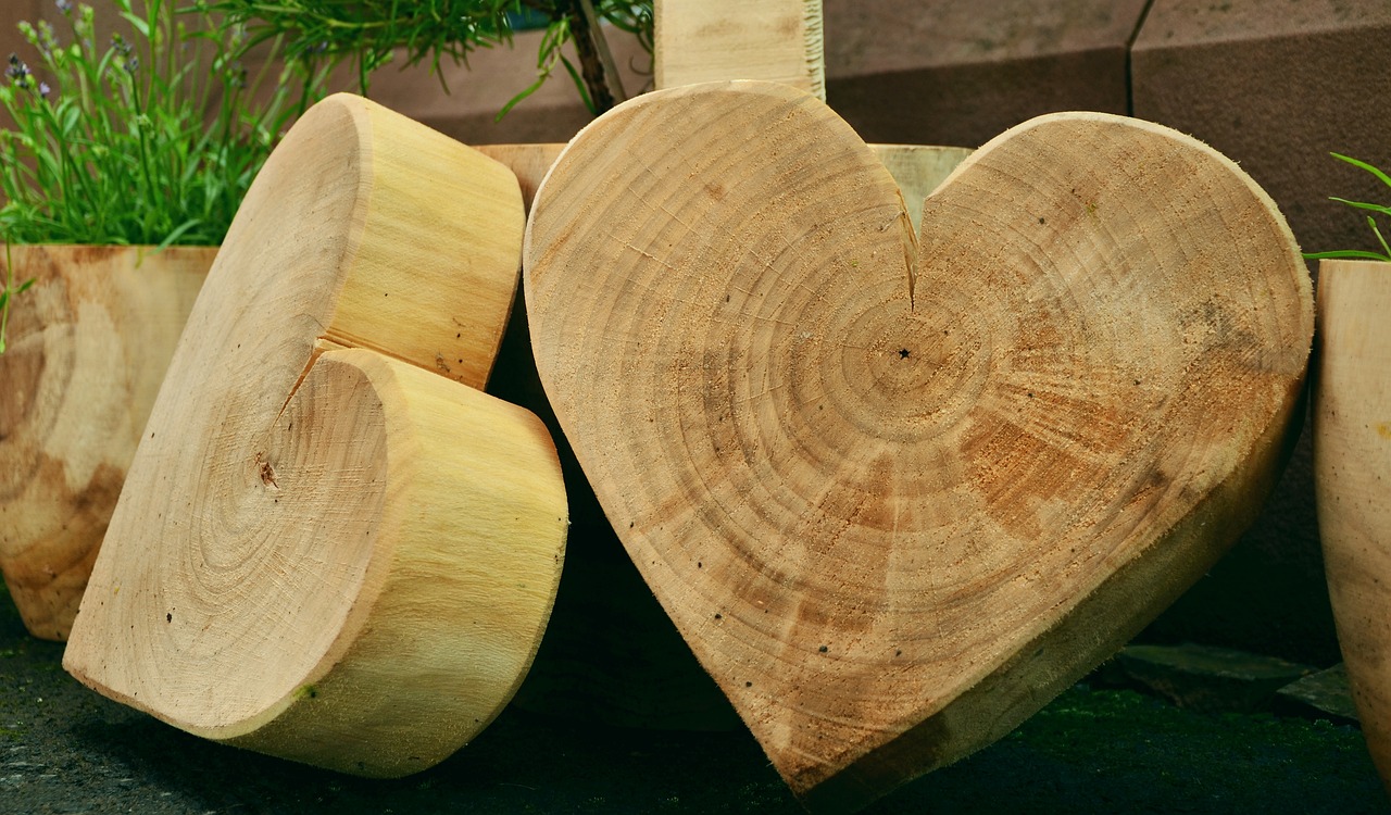 carved wooden hearts